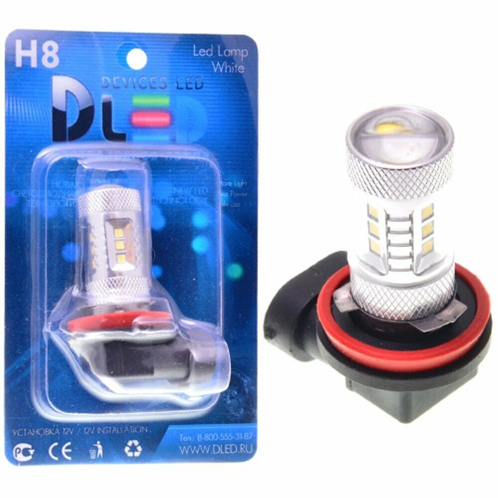 Автомобильная светодиодная лампа H8 - 12 SMD2323 + 2 CREE XB + Линза