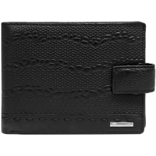 фото Кошелек prensiti 34008a, натуральная кожа, гладкая фактура, на кнопках, 2 отделения для банкнот, отделения для карт и монет, подарочная упаковка, черный