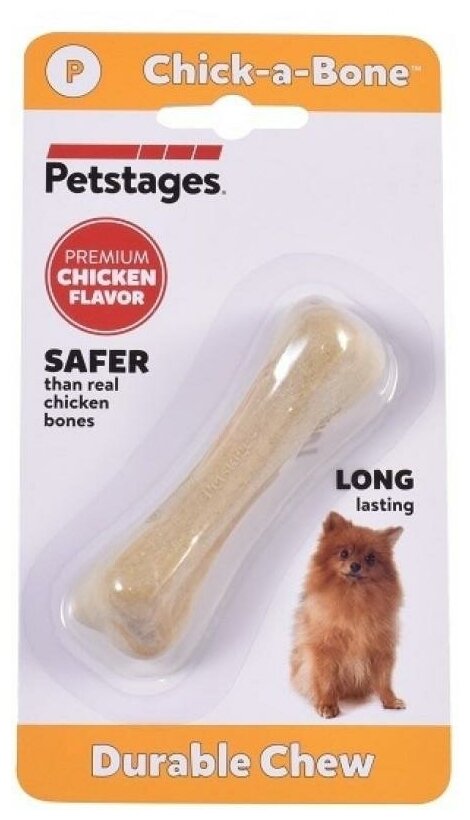 Petstages игрушка для собак Chick-A-Bone косточка с ароматом курицы 8 см очень маленькая - фотография № 8