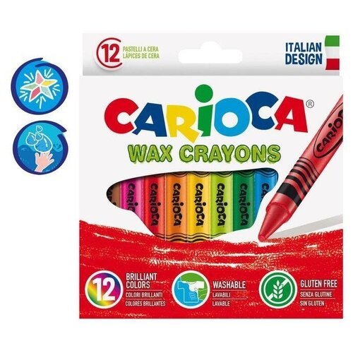 Мелки восковые 12 цветов 95 мм диаметр 8 мм круглыев картонной коробке 344₽