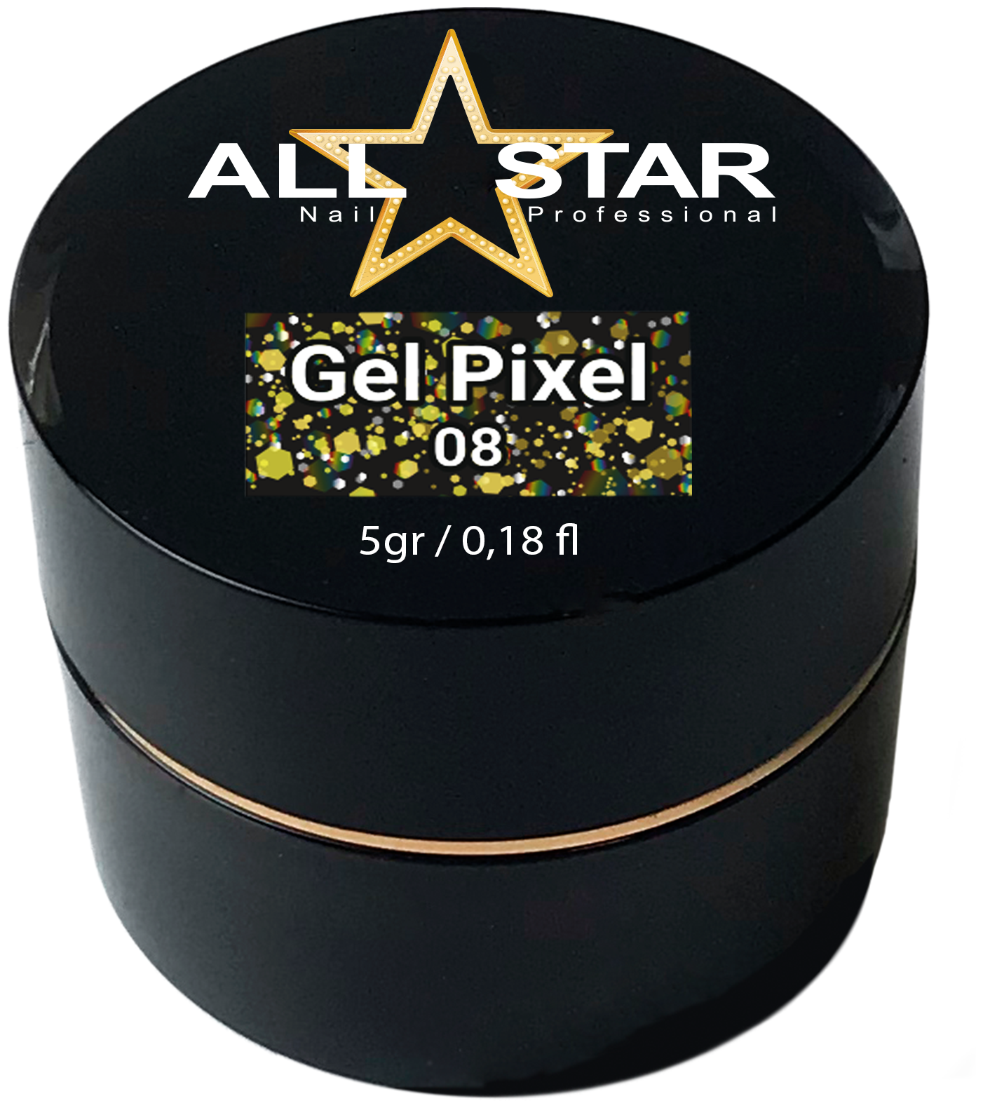 Глиттер-гель Gel Pixel All Star №08 (Золото), 5 г