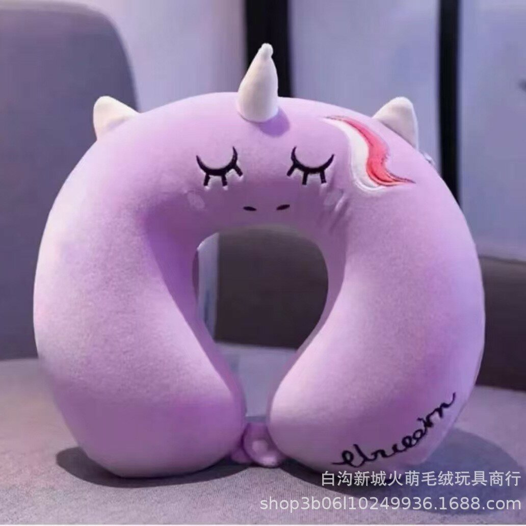 Фиолетовый единорог memory foam U-образная подушка для шеи плюшевая дорожная подушка чехол 30x30x10см