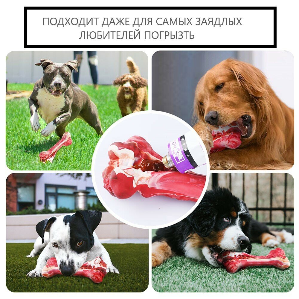 Игрушка для собак ZooWell Play Eco-friendly, косточка-кусалка жевательная для зубов, красная - фотография № 9