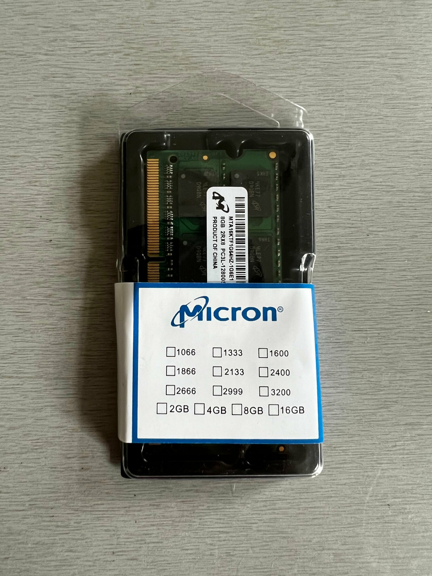Оперативная память Micron DDR 3 SODIMM 8GB 1,35V 1600Mhz для ноутбука