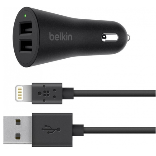 Автомобильное зарядное устройство Belkin BoostUp 2-Port Car Charger 24W (черный) зарядное устройство belkin f8m124cw комплект зарядных устройств разъём usb автомобильное з у