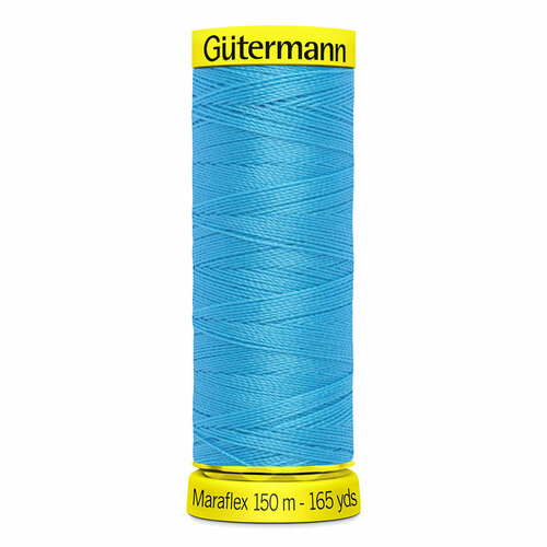 фото Нить gutermann maraflex 120 для эластичных, трикотажных материалов, 150 м, 100% пбт, 5 шт (5396 неоновый голубой)