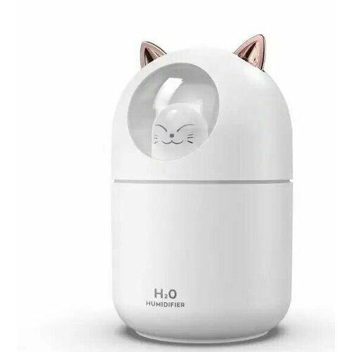 Бесшумный увлажнитель воздуха для дома котик белый мини воздухоувлажнитель с подсветкой маленький портативный ультразвуковой для комнаты офиса 63900₽