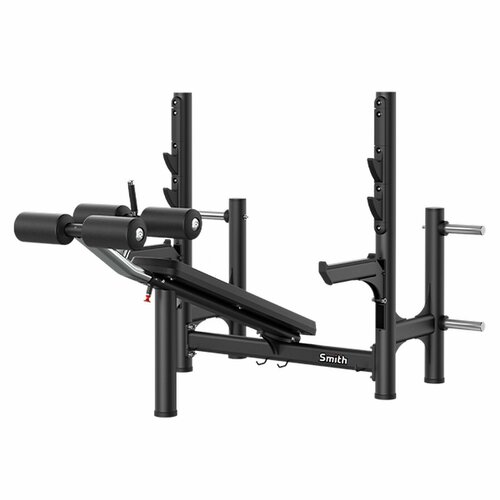 фото Олимпийская скамья с отрицательным наклоном для жима (со страховочными опорами) smith fitness re6004