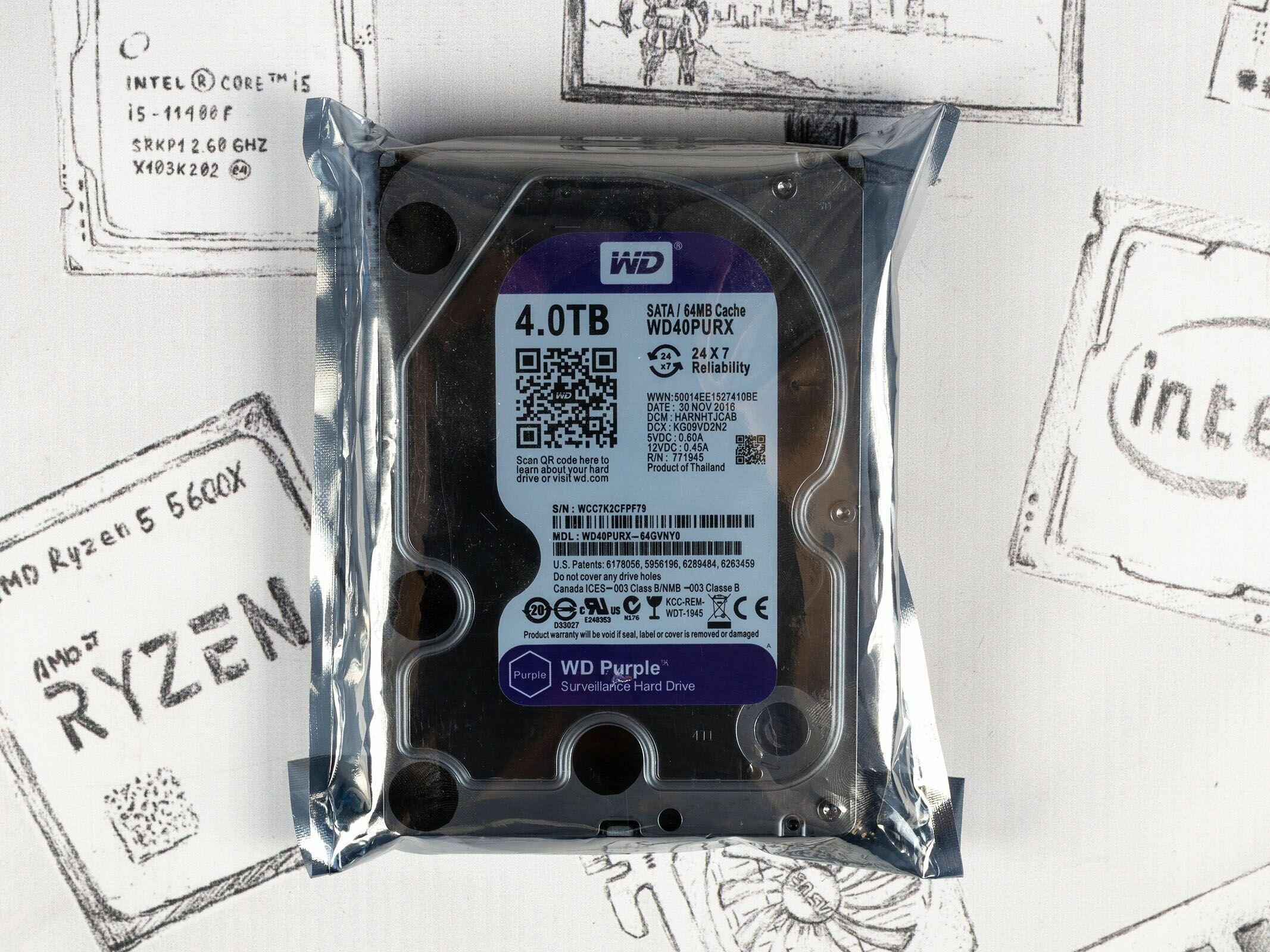 Жесткий диск Western Digital WD Purple 4 ТБ WD40PURX