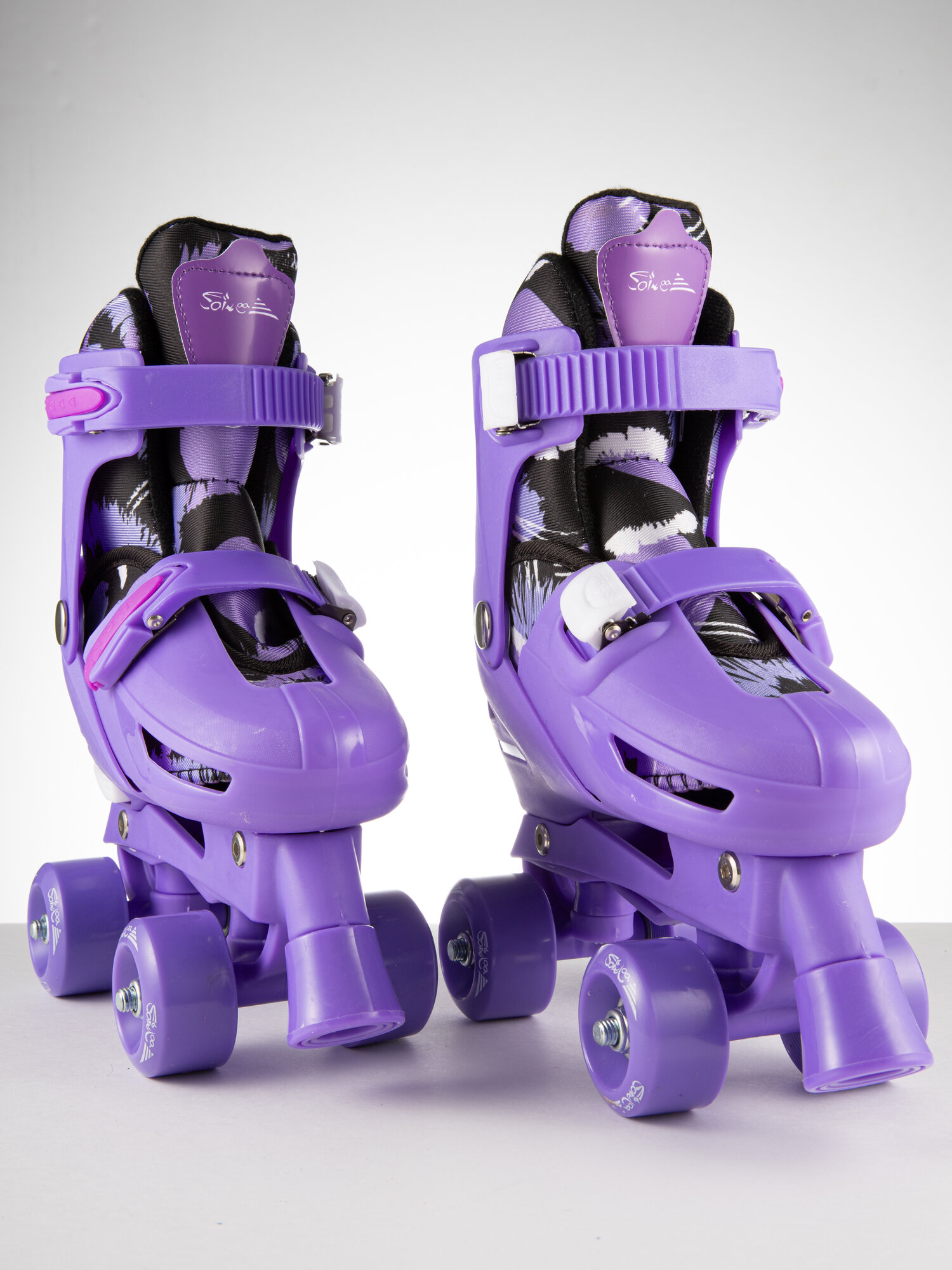 Роликовые коньки с защитой квады детские раздвижные 27-30 размер, цвет фиолетовый