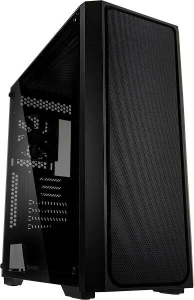 AGOS MS (mesh at front; 120x120x25 black fan at rear; Tempered glass appearance design; Support up to E-ATX; Compatible with ATX PSU; 4mm Tempered Gla