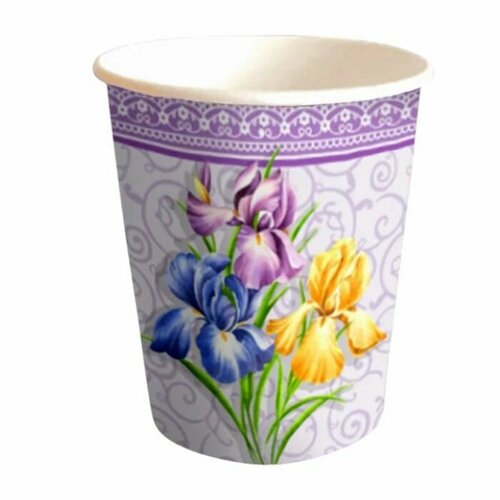 Antella Стакан бумажный Ирисы, 250 мл, 8 шт