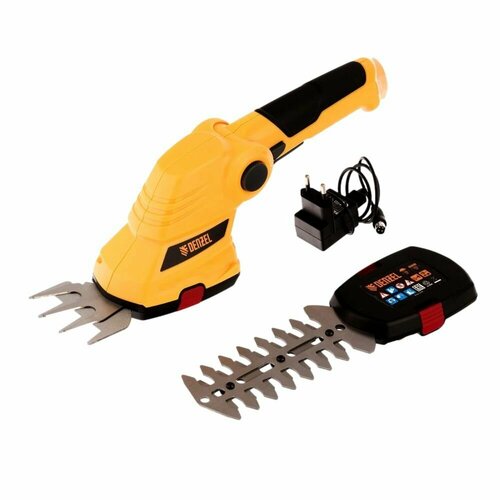 Ножницы-кусторез аккумуляторные Denzel G411, садовые с аккумулятором 3,6В Li-Ion 1,5 Ач, 96817 желтый