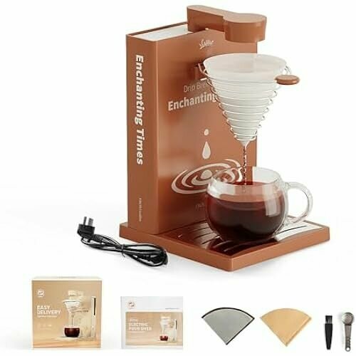 I Портативная кофемашина с фильтром Cafilas съемная портативная кофемашина для дома путешествий кемпинга 300 мл 400 Вт коричневая электрическая мини-кофемашина коричневая 1650800₽