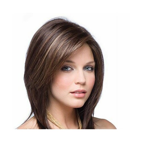 Парик, женский, с короткой стрижкой, коричневое мелирование