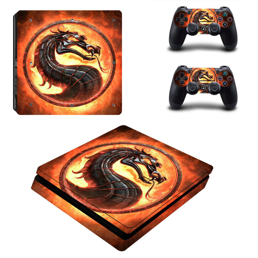 Наклейка для консоли PS4 Slim Mortal Kombat виниловая защитная Sony Playstation 4