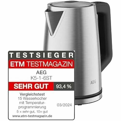 Электрический чайник AEG K5-1-6ST Deli 5 2400 Вт серебристый 21225₽