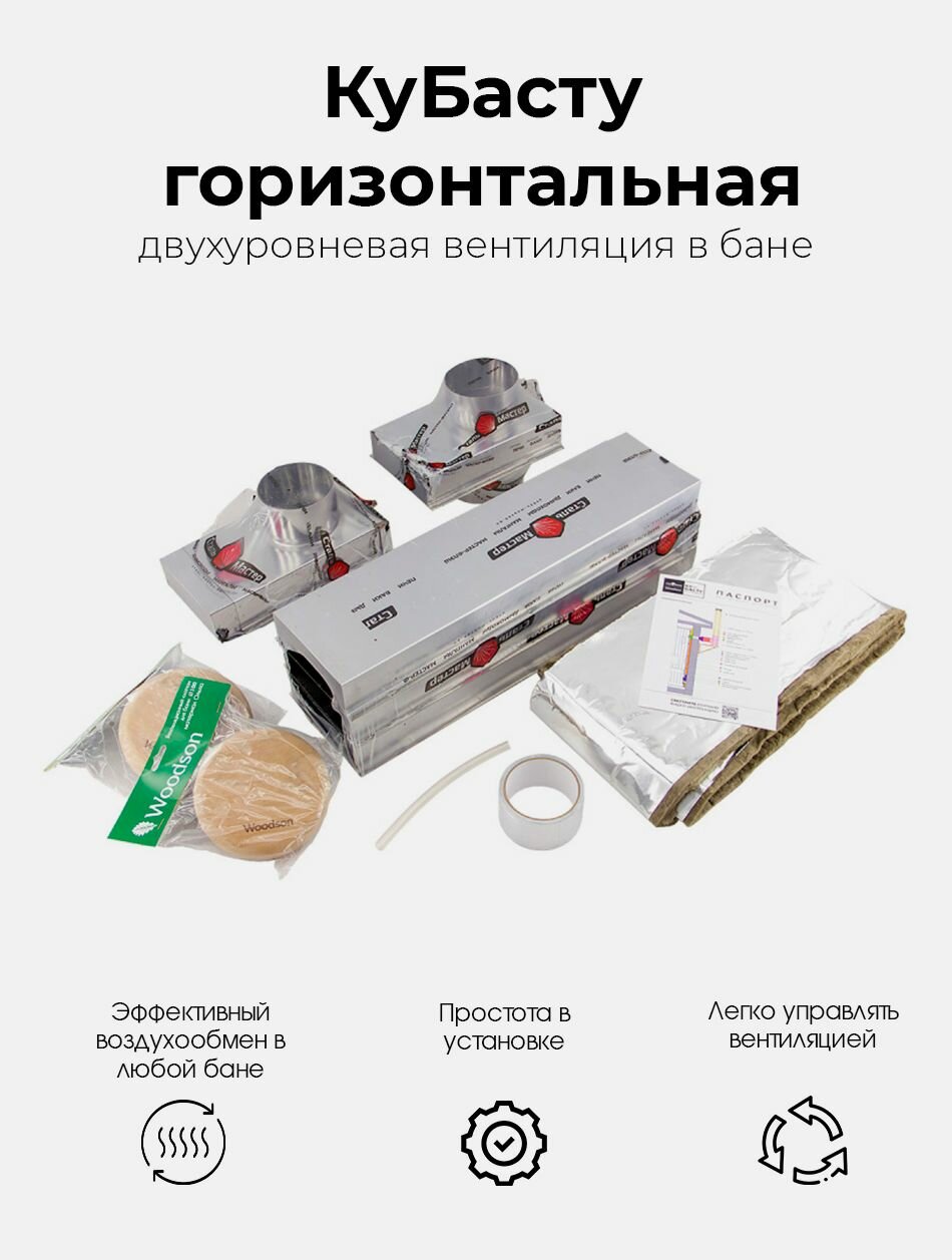 КуБасту горизонтальная двухуровневая вентиляция для эффективного воздухообмена в бане и сауне