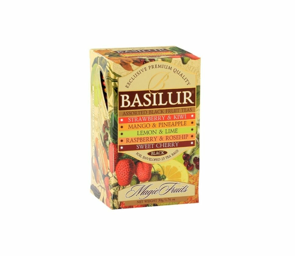 Basilur Черный чай в пакетиках Волшебные фрукты Ассорти,25 пак.