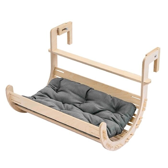 Гамак на батарею для кошки с лежанкой, разборный, полированная фанера, 51 х 45 х 34 см