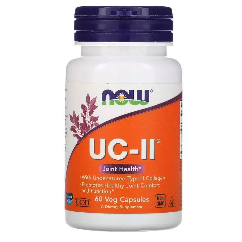 NOW Foods UC-II Joint Health, 60 veg capsules, добавка для здоровья суставов неденатурированный коллаген типа II, 60 вег капсул фото
