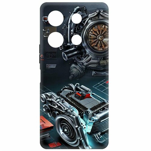 Чехол-накладка Krutoff Soft Case Моторы для INFINIX Note 30 VIP черный