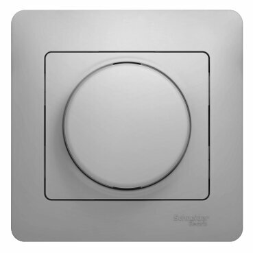 Светорегулятор (диммер) поворотный, 300Вт (в сборе с рамкой) Systeme Electric Glossa Алюминий GSL000334