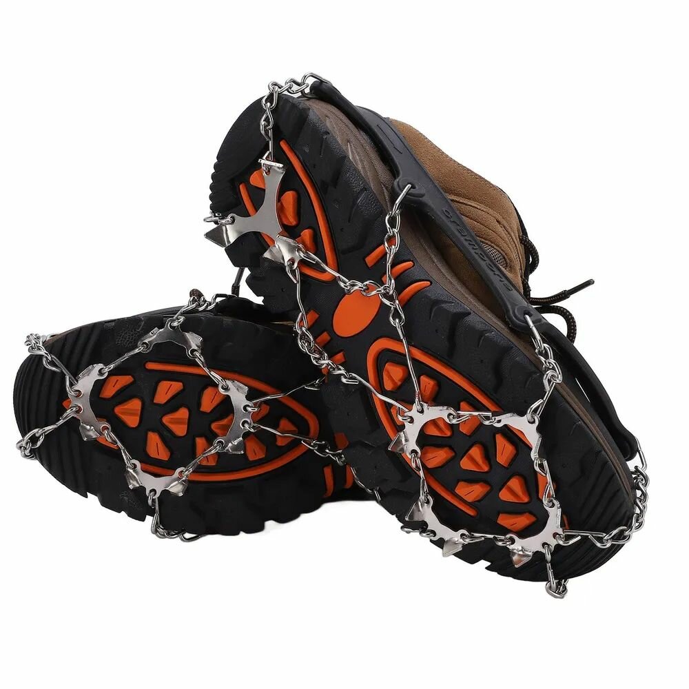 Ледяные Стальные Кошки шипы. 12+12 зубьев, для активного отдыха, альпинизма, пешего туризма. Размер L 41-44