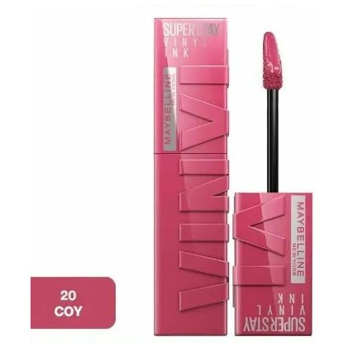 фото Maybelline new york помада для губ super stay vinyl ink, 20 coy, жидкая стойкая сияющая, 4.2 мл