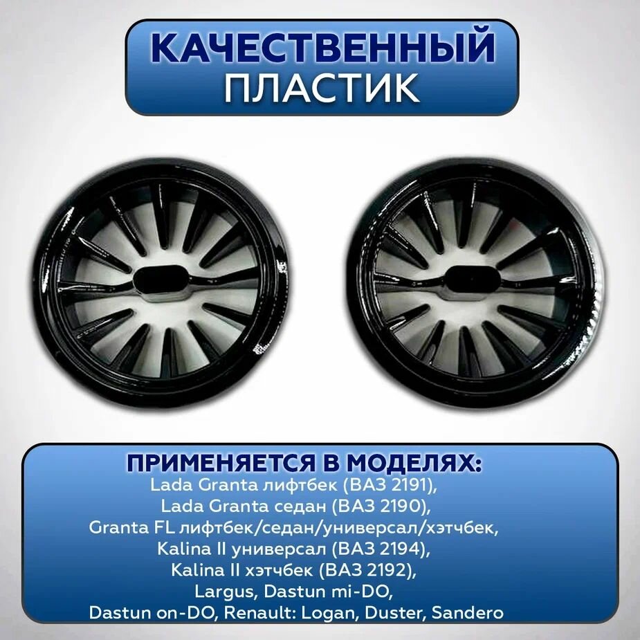 Сопла воздуховода черный лак в стиле AMG Лада Гранта,-FL, Калина-2, Ларгус/Датсун MI-DO, ON-DO/RENAULT LOGAN, DUSTER, SANDERO — фото 1
