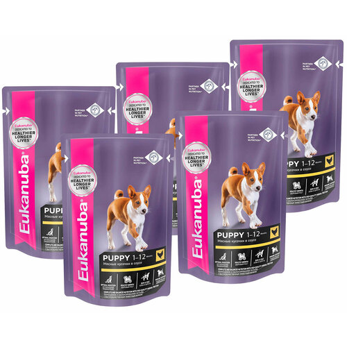 EUKANUBA PUPPY CHICKEN для щенков с курицей в соусе пауч 85 гр 85 гр х 5 шт