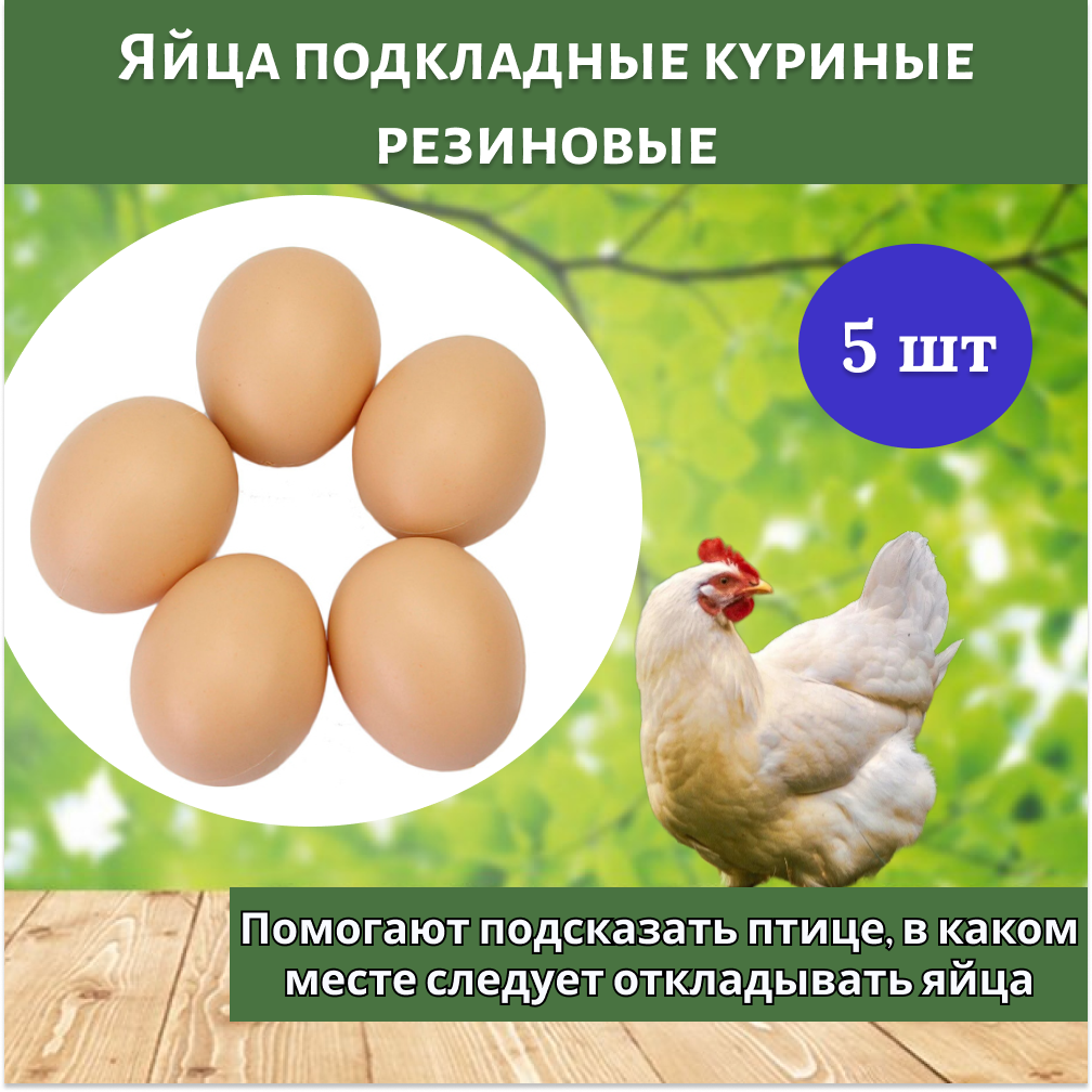 Комплект Яйцо подкладное куриное резиновое  муляж 5 штук