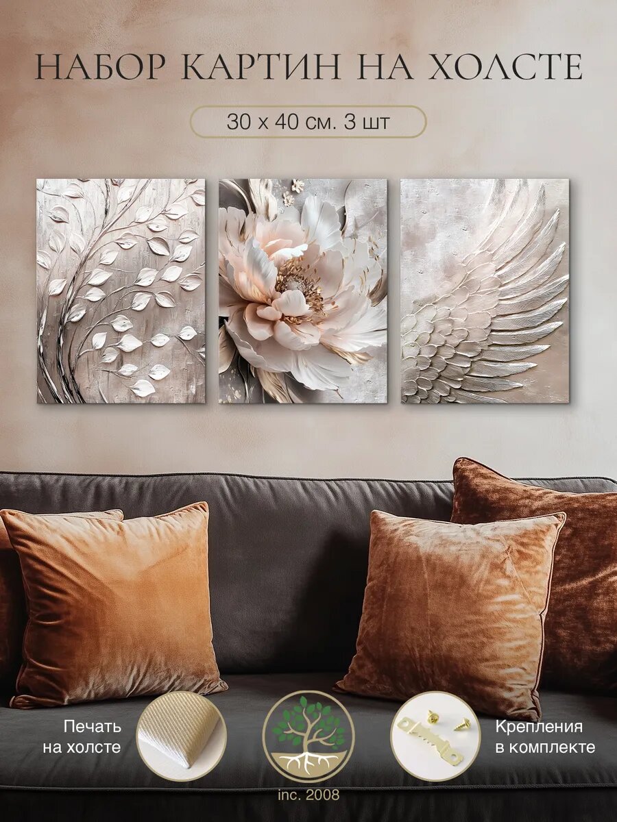 Комплект из 3 х картина на холсте
