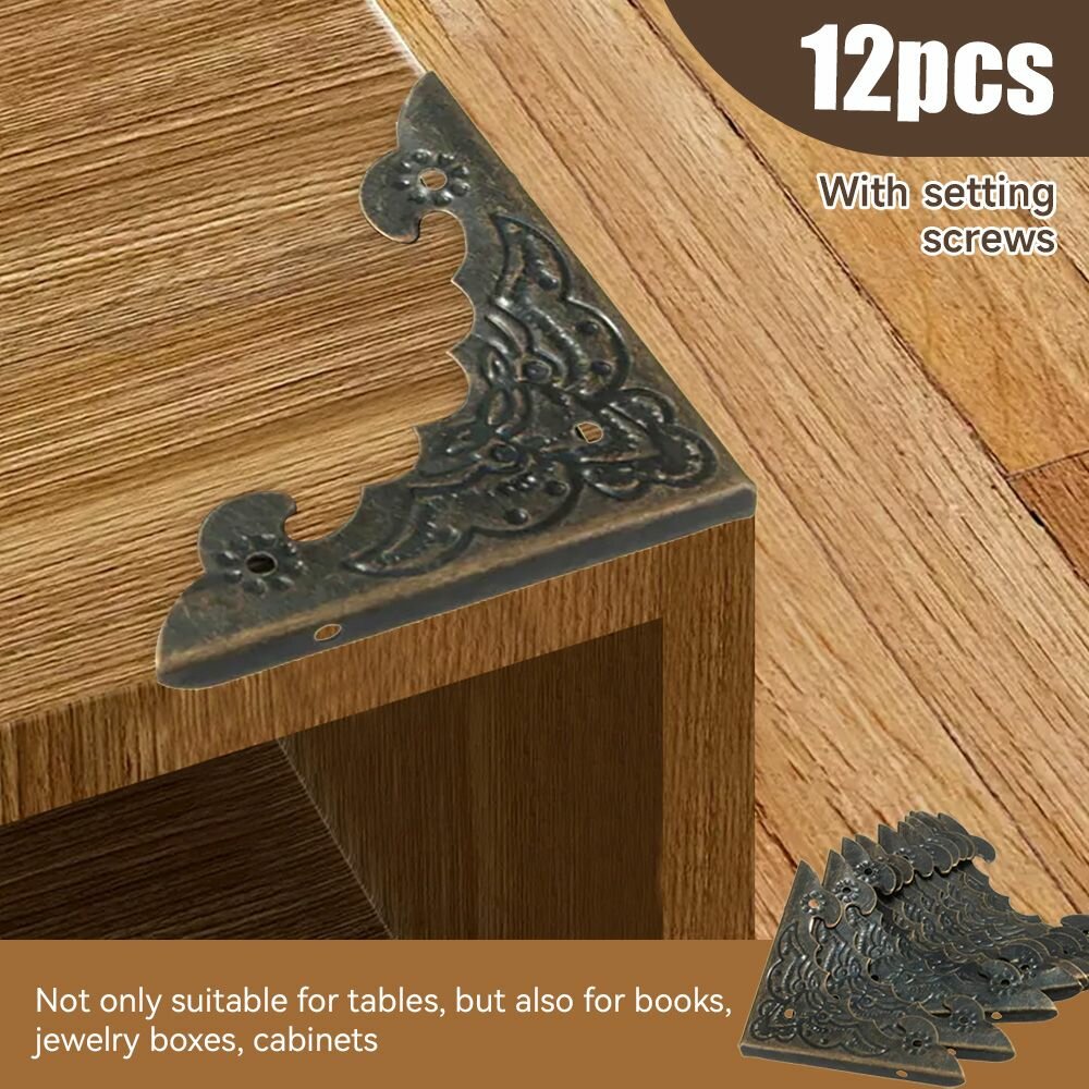 Винтажные декоративные уголки 40 мм антик бронза 12 шт защитные накладки для мебели и стен металлические угловые защитники для шкатулок столов деревянных ящиков ретро стиль