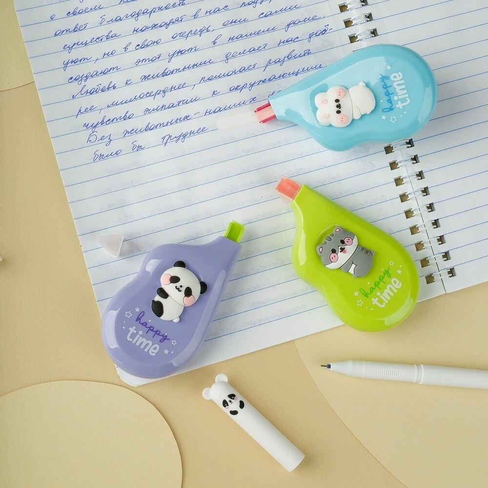 Корректирующая лента Meshu "Happy friends", 5 мм 8 м, блистер, европодвес, ассорти (MS_54219)