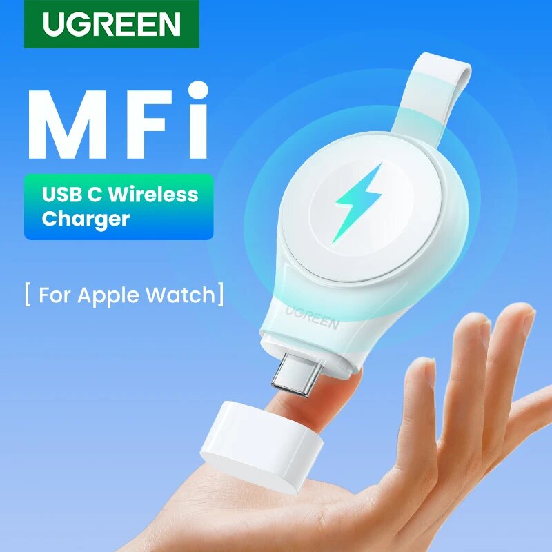 UGREEN USB C портативное беспроводное зарядное устройство MFi для Apple Watch Беспроводное зарядное устройство s магнитное быстрое зарядное устройство для Apple Watch серии USB C, Upgrade Version — фото 1