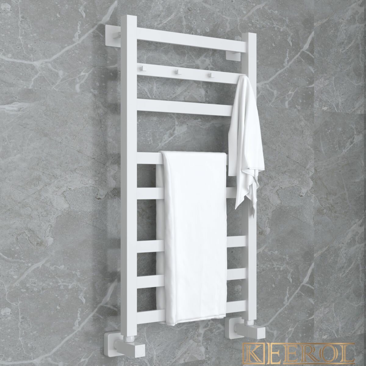 Полотенцесушитель водяной, KEEROL HANGER, 800x400, Белый матовый.