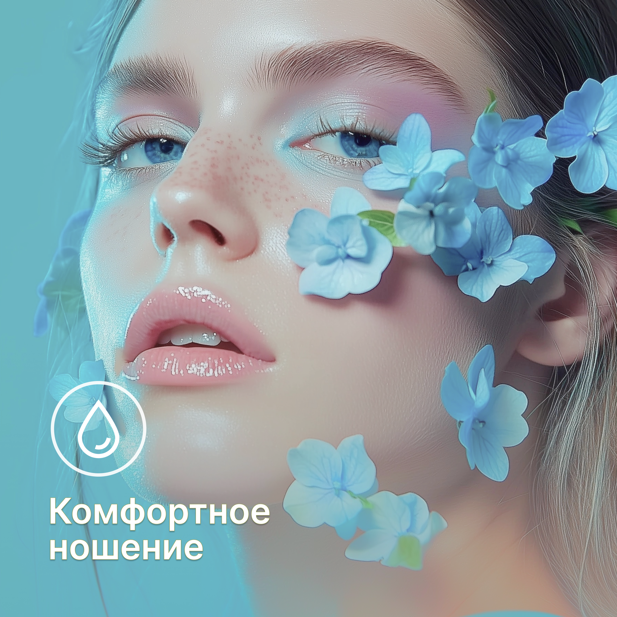 Цветные Контактные Линзы Цветные контактные линзы Офтальмикс Colors New (2 линзы)-3.50 R.8.6 Aqua(Васильковый)