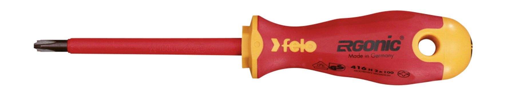 FELO 41620390 Отвертка диэлектрическая Ergonic крестовая PH2 100 мм