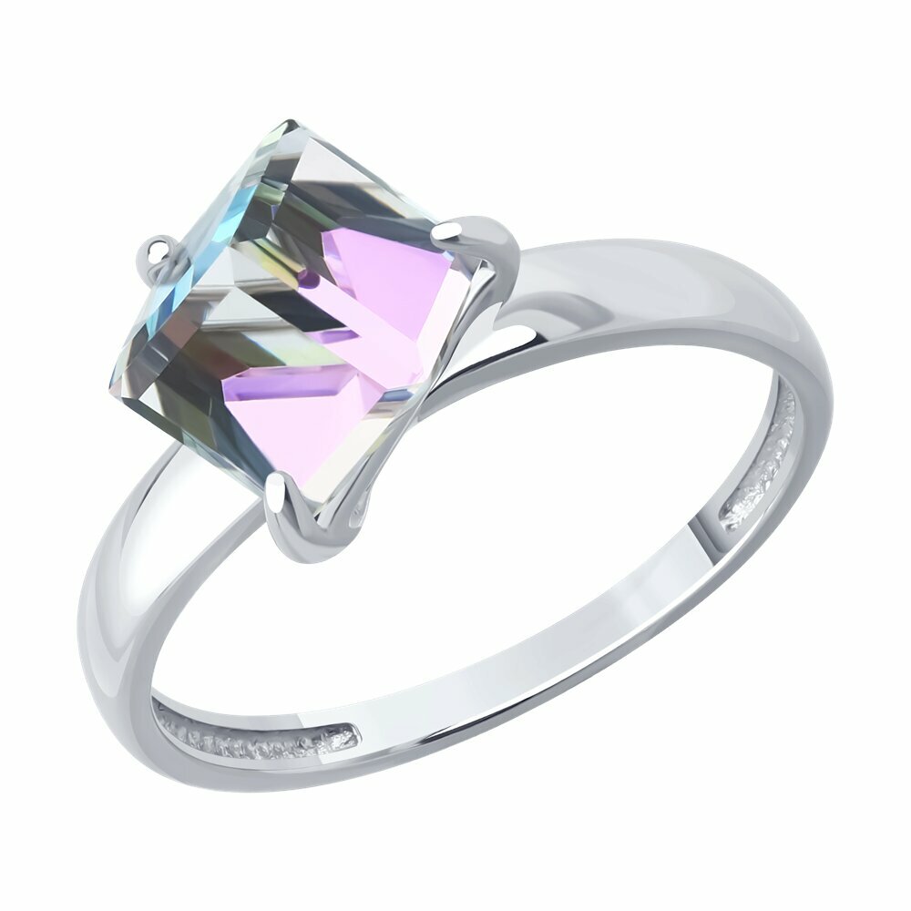 Кольцо Diamant, серебро, 925 проба, родирование, кристаллы Swarovski, размер 18
