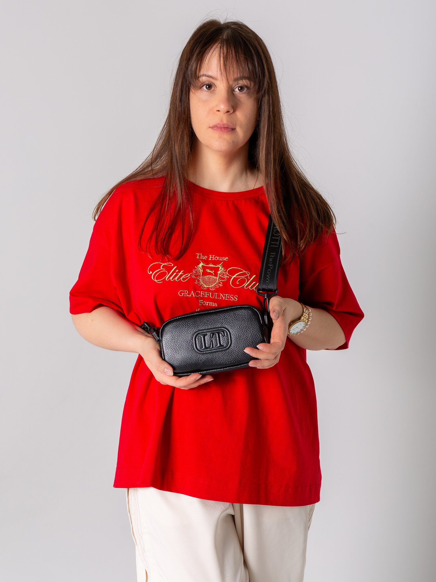 Сумка кросс-боди LANOTTI, фактура зернистая, черный — фото 1