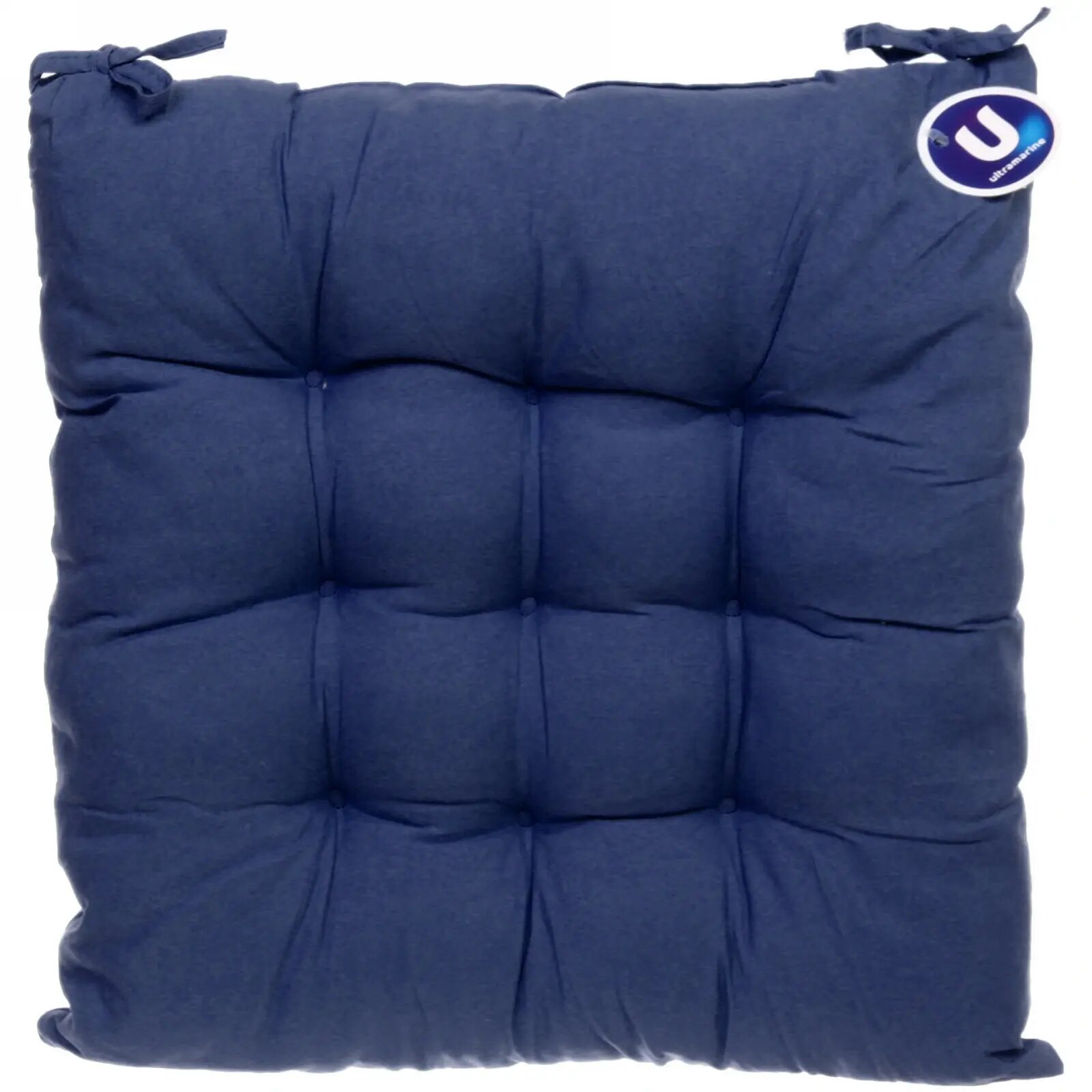 Сидушка на стул 40х40см «идеа» тёмно-синий мягкая с завязками