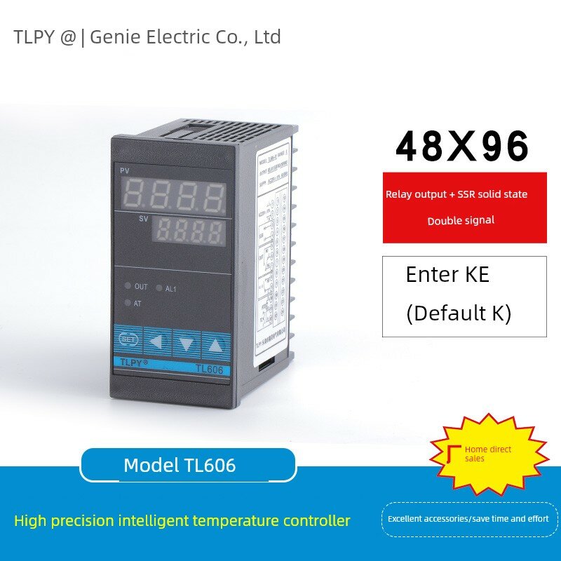 Интеллектуальный цифровой PID регулятор температуры TLPY-6000, имбирно-желтый (48*96, реле + твердотельное SSR, K)