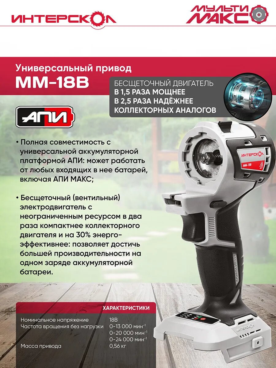Набор "Базовый Садовника" Интерскол мультимакс, 1 модуль, мультибокс, АКБ и ЗУ, 755.4.3.41 — фото 1