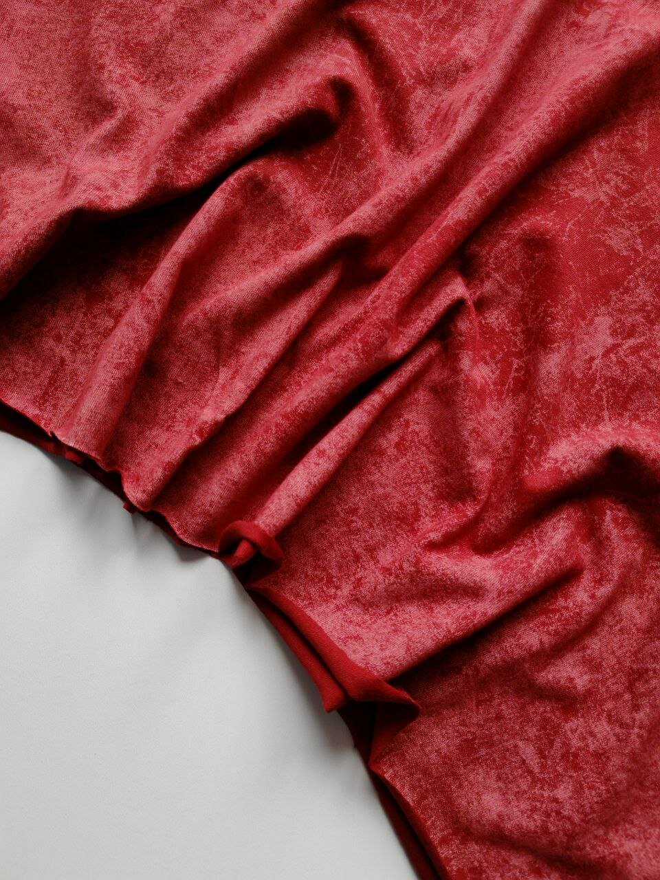 Ткань кулирка варенка с велюр эффектом 100% хлопок Темно-красный 1м*17м (17м - ширина полотна)