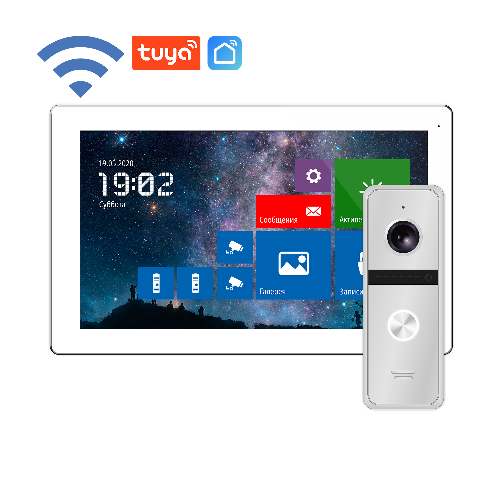 Комплект Wi-Fi видеодомофона из монитора 10.1" и вызывной панели c 5 м кабелем Novicam FREEDOM 10 FHD WIFI KIT