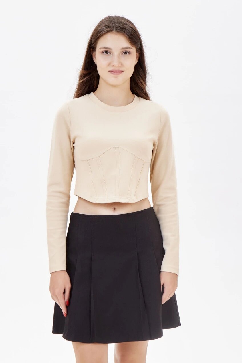 Лонгслив Selfie, размер M, , бежевый — фото 1