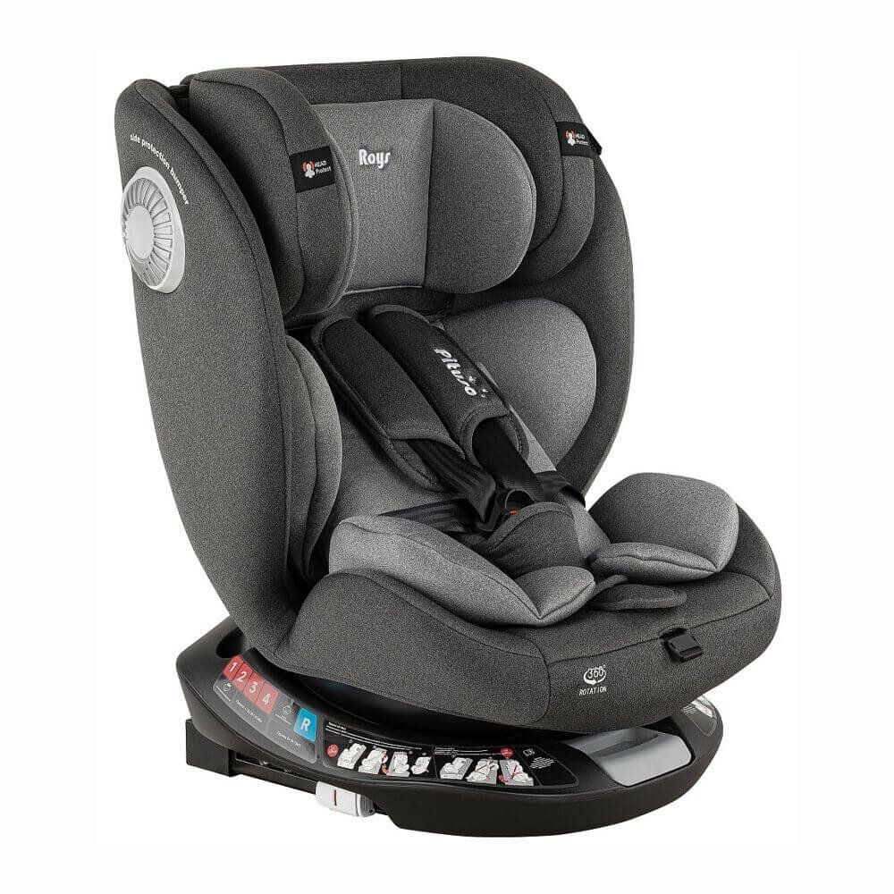 Pituso Roys Plus автокресло с рождения до 12 лет гр.0-1-2-3 (0-36 кг) цвет Dark Grey Grey Inlay