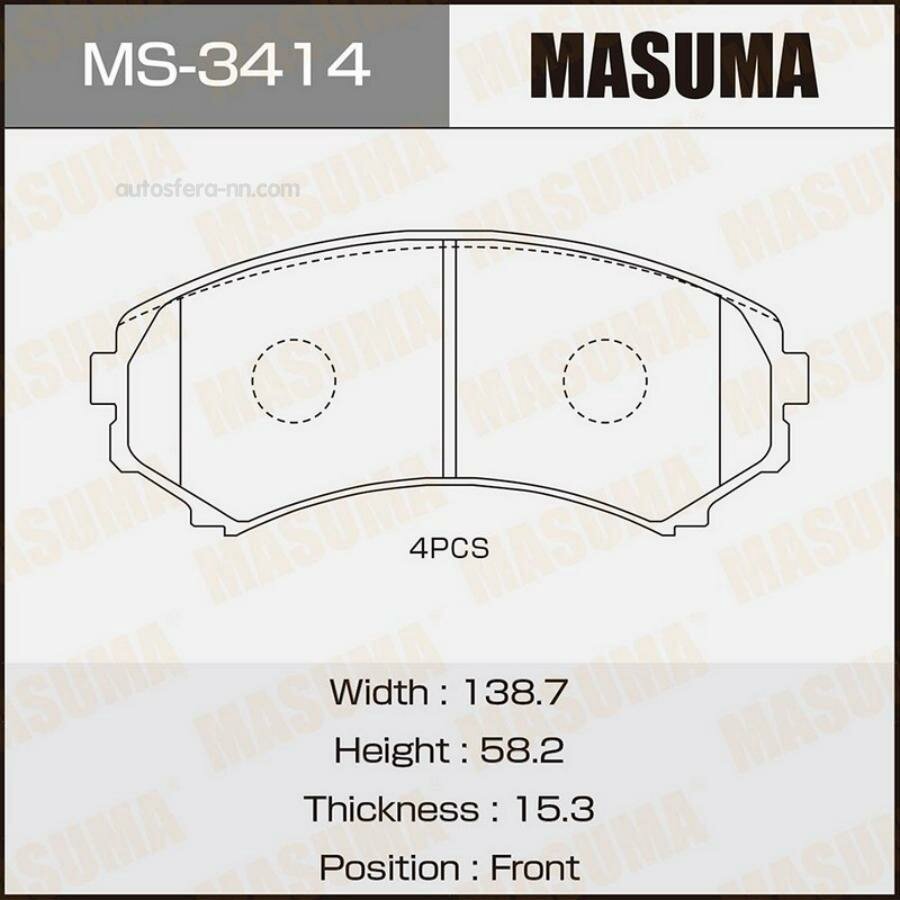 MASUMA MS3414 Колодки дисковые MASUMA, AN-493K, NP3006, P54029 front (1/12)
