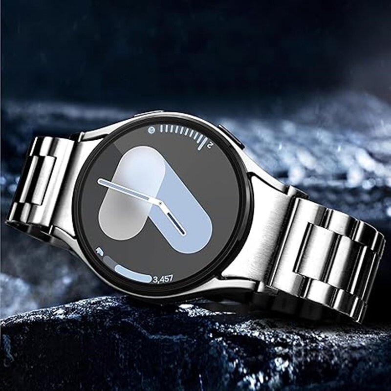 Ремешок для Samsung Galaxy Watch 7 FE 6 5 4-полосный 40 мм 44 мм, часы 6/4 Classic 43 мм 47 мм/42 мм 46 мм, Часы 5 pro 45 мм Браслет из нержавеющей стали, металл,20, Silver, SKU00610